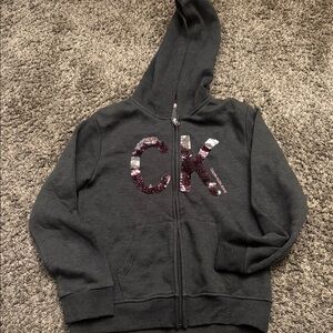 Calvin Klein Kids Charcoal Hoodie with Sequin Logo